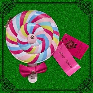Betsey Johnson pink & rainbow Lollipop crossbody Purse (NWT)